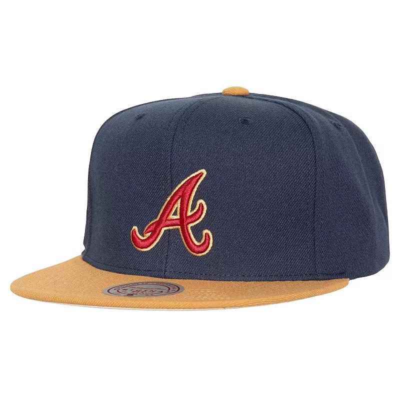 Mens Mitchell & Ness Atlanta Braves Work It Snapback Hat, Blue Product Image