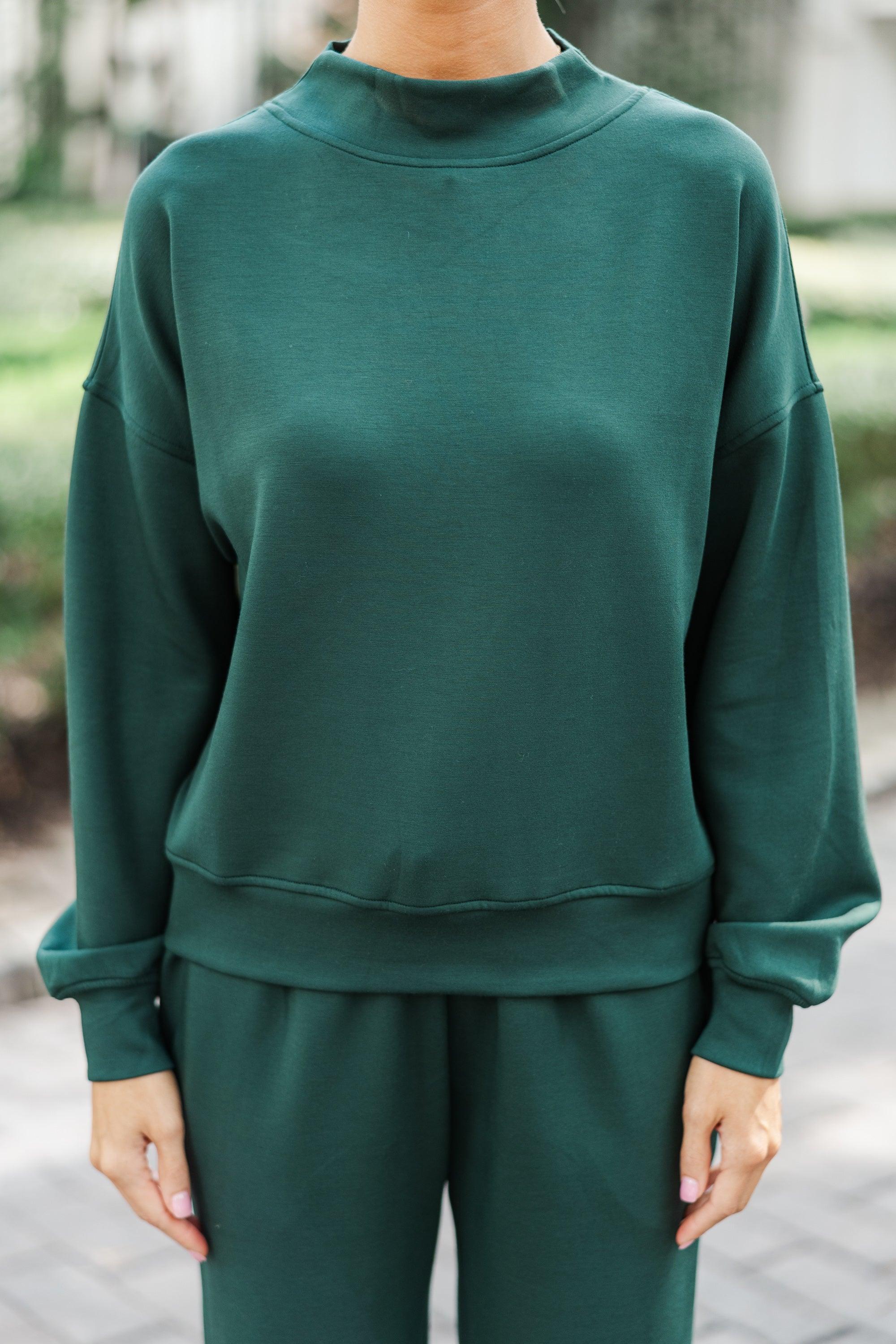 Happy Again Hunter Green Mock Neck Pullover Female Product Image