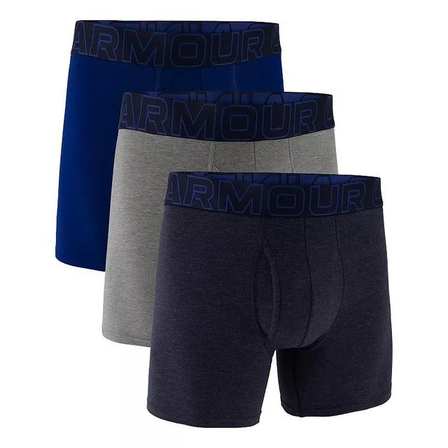 Mens Under Armour 3-pack Performance Cotton Stretch 6-in. Boxer Briefs Black Navy Product Image