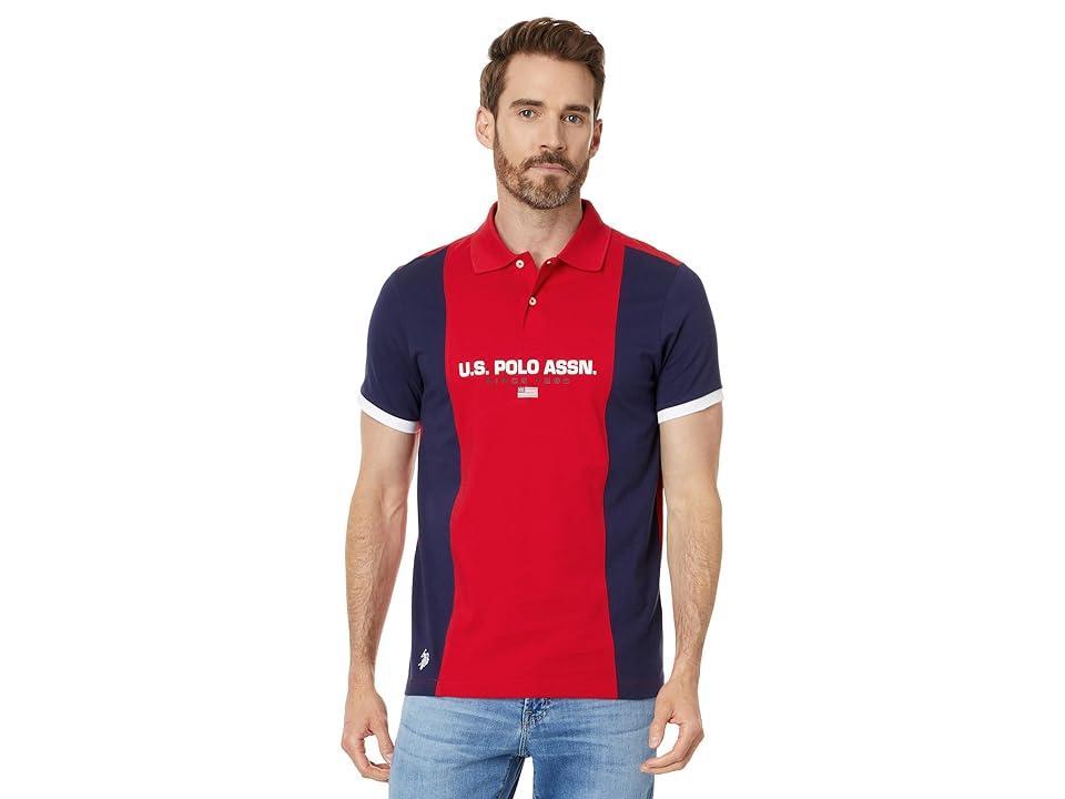 U.S. POLO ASSN. Short Sleeve Slim Fit Colorblock Jersey Knit Polo Shirt (Engine 1) Men's Short Sleeve Knit Product Image