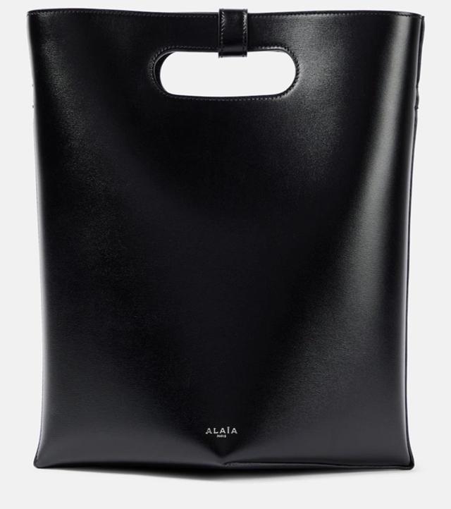 ALAÏA Small Folded Leather Tote Bag In Noir Product Image