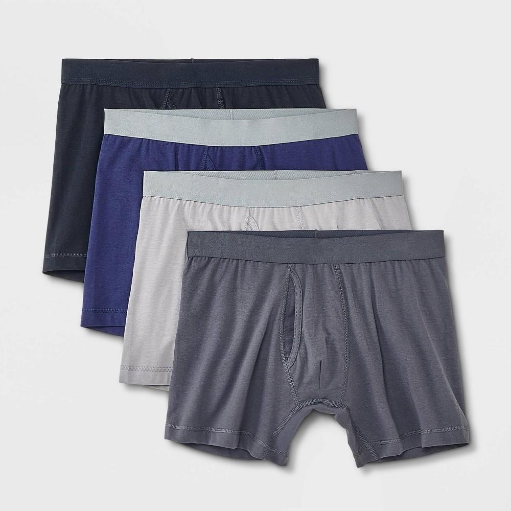 Mens Support Pouch Boxer Briefs 4pk - Goodfellow & Co /Blue/Gray L Product Image