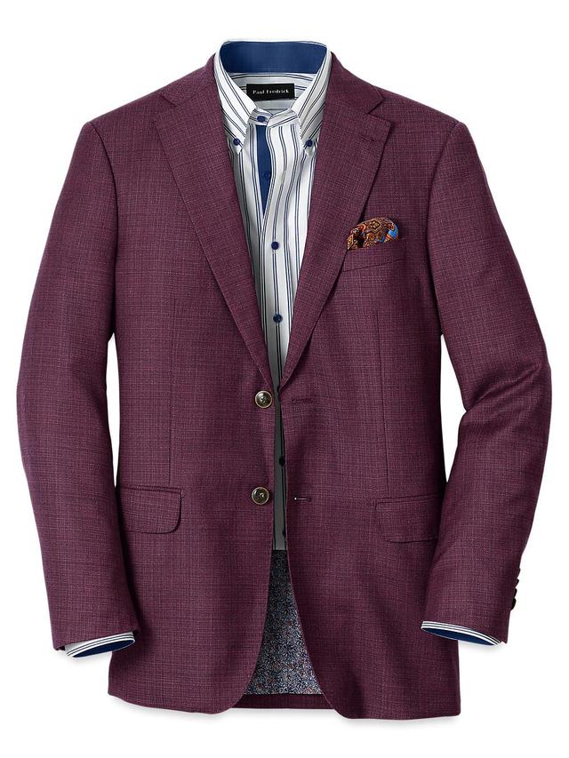 Wool Single Breasted Notch Lapel Sport Coat - Plum Product Image