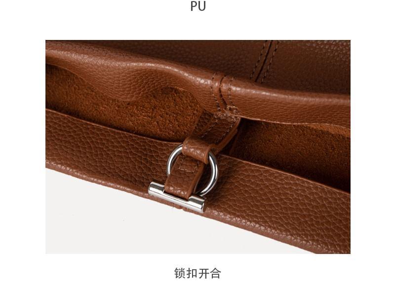 Plain Faux Leather Tote Bag Product Image