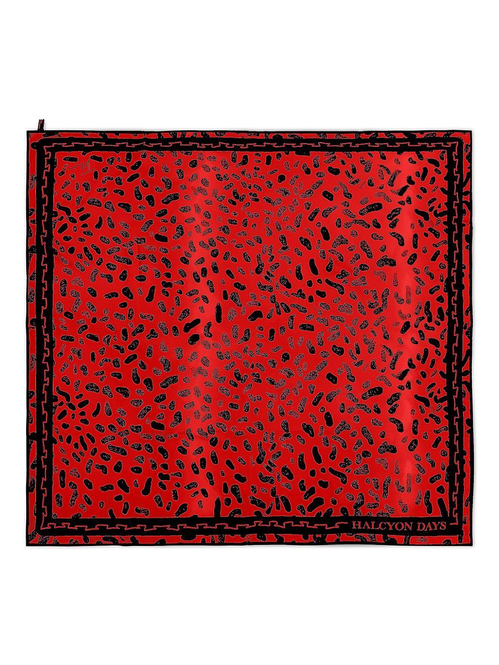 Womens Halcyon Days Red Leopard Silk Scarf Product Image