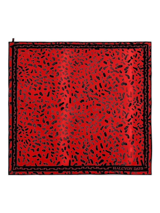 Womens Halcyon Days Red Leopard Silk Scarf Product Image