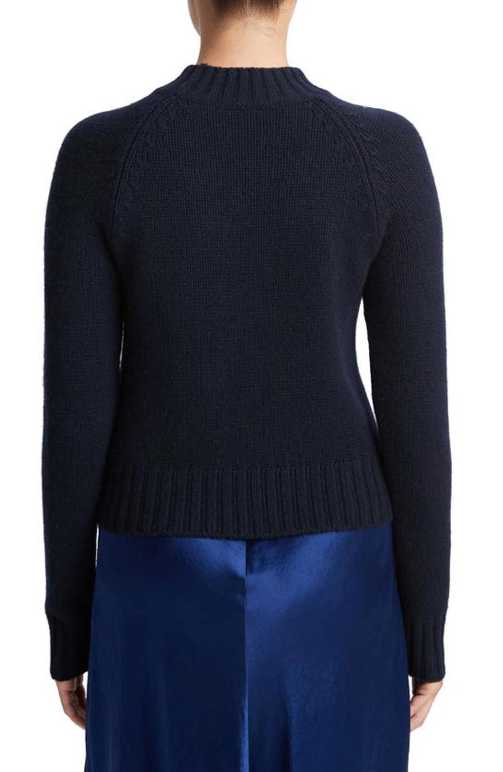 VINCE Shrunken Mock Neck Cashmere Sweater In Blue Product Image