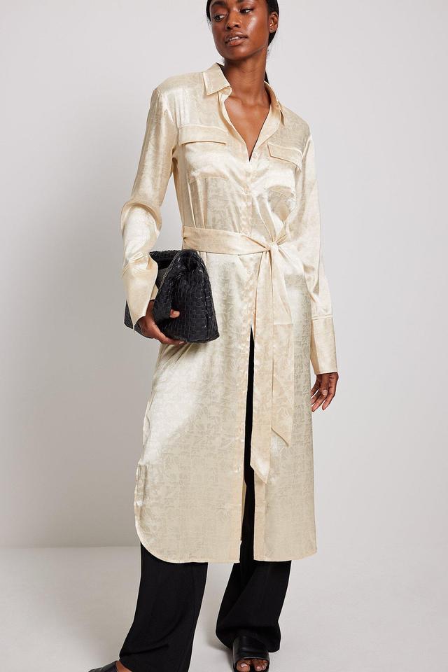 Jacquard Satin Maxi Shirt Dress Product Image