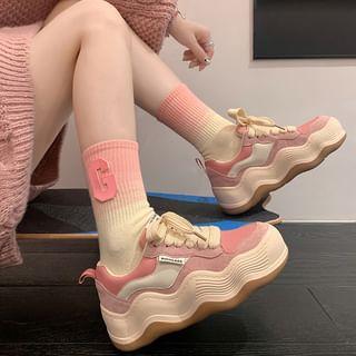 Wavy Color Block Platform Sneakers Product Image