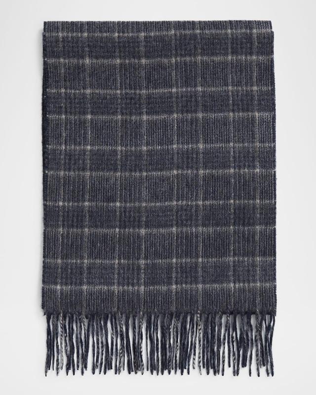 Men's Double-Face Cashmere Plaid Scarf Product Image