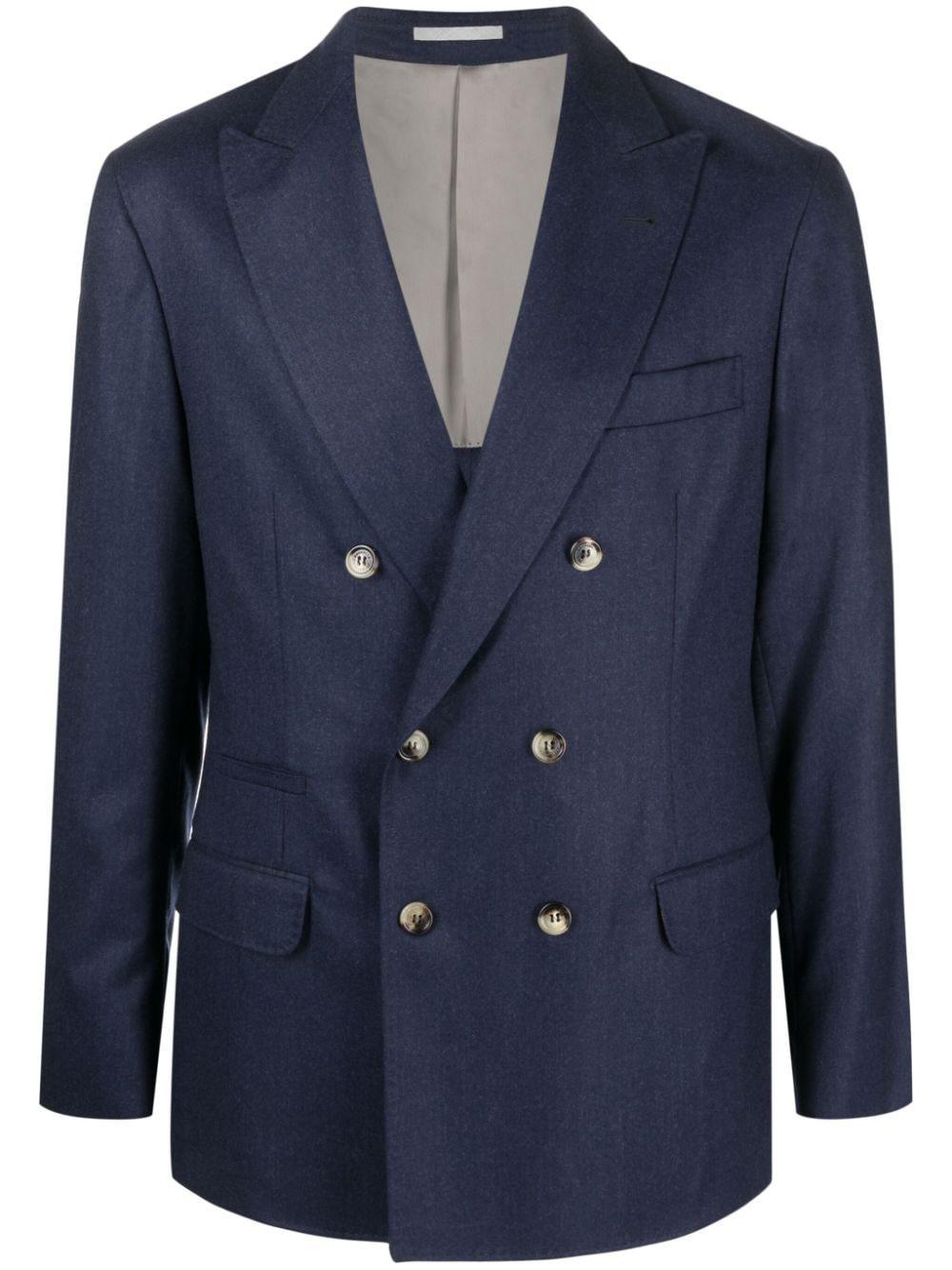 Double-breasted Virgin-wool Blazer In Blue Product Image