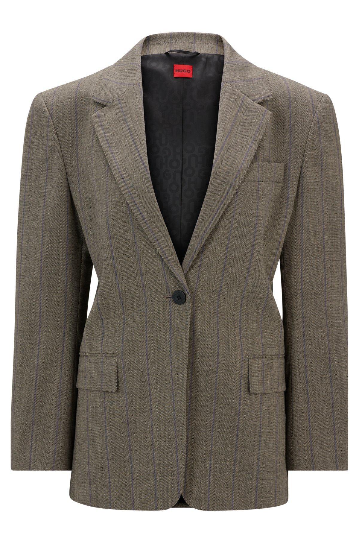 Oversize-fit jacket in striped stretch fabric Product Image