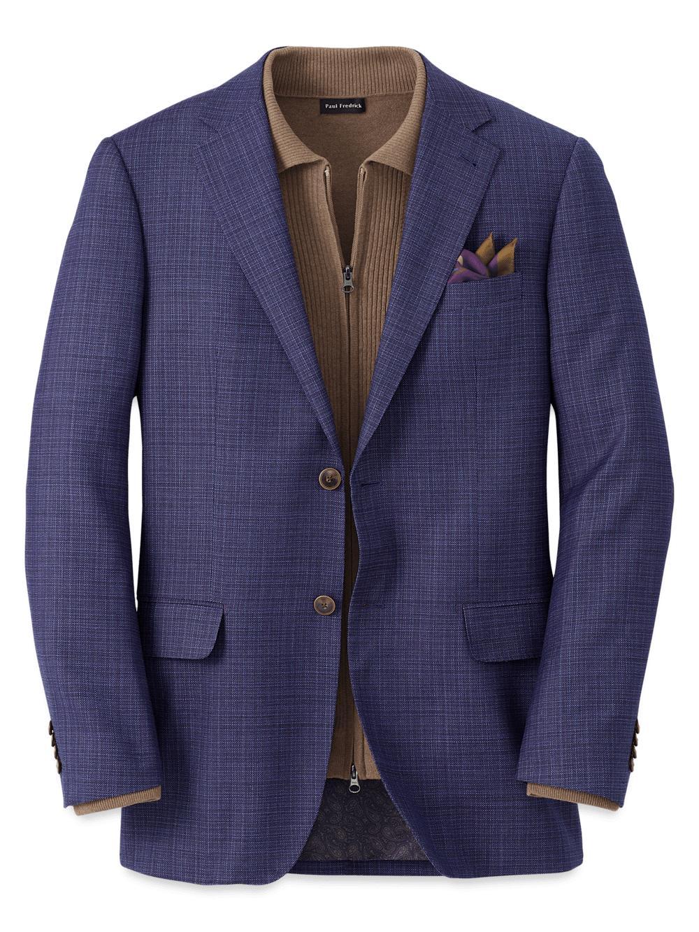 Wool Single Breasted Notch Lapel Sport Coat - Purple Product Image