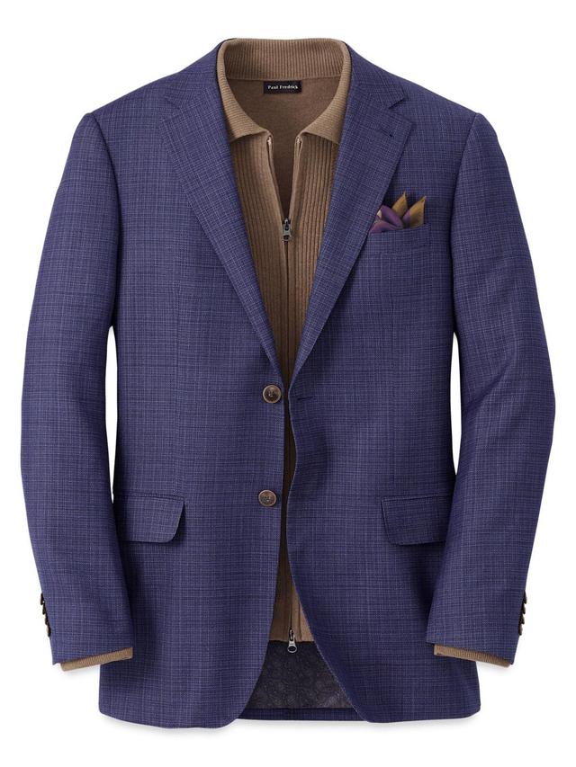 Wool Single Breasted Notch Lapel Sport Coat - Purple Product Image