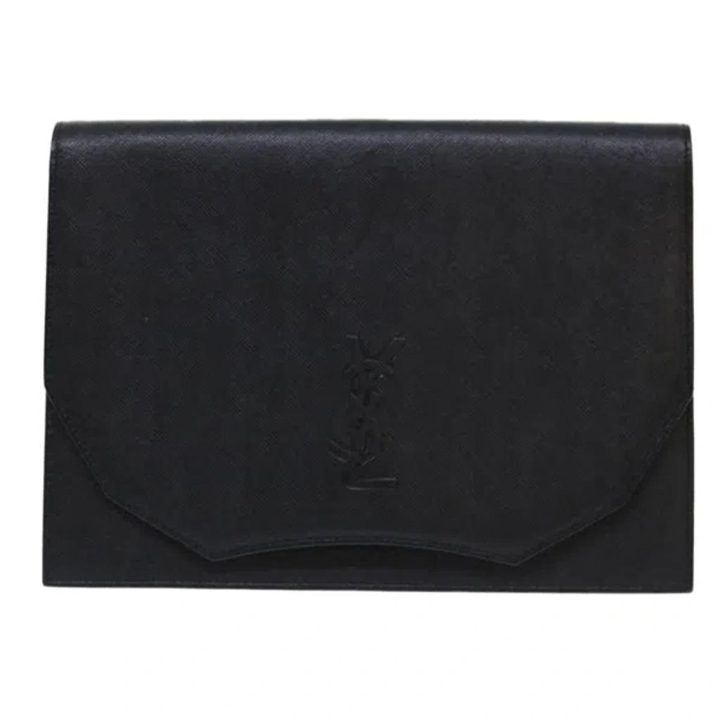 Yves  Black Leather Clutch Bag () Product Image