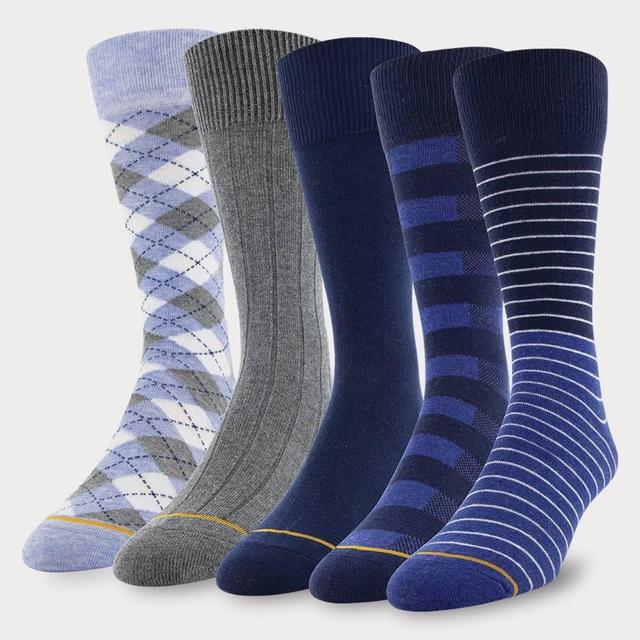 Signature Gold by GOLDTOE Mens Colorblock Crew Socks 5pk - Navy Product Image