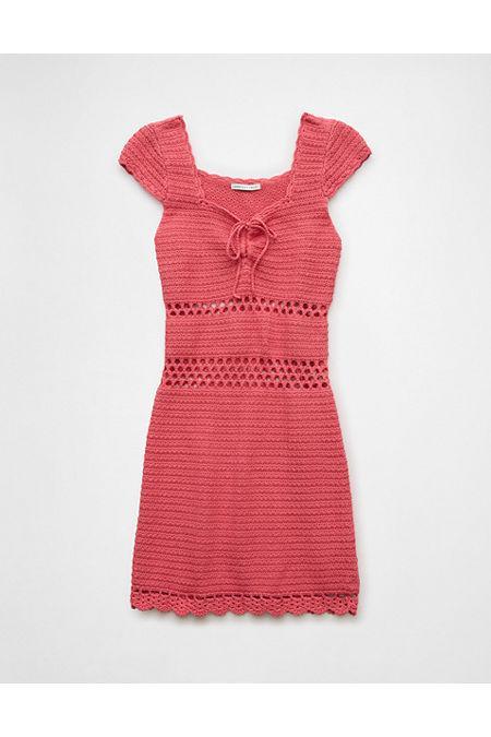 AE Ruched Crochet Sweater Mini Dress Women's Product Image