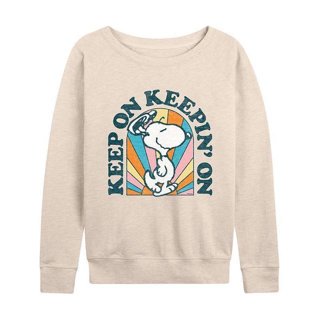 Womens Peanuts Snoopy Keep On Lightweight French Terry Sweatshirt, Girls Product Image