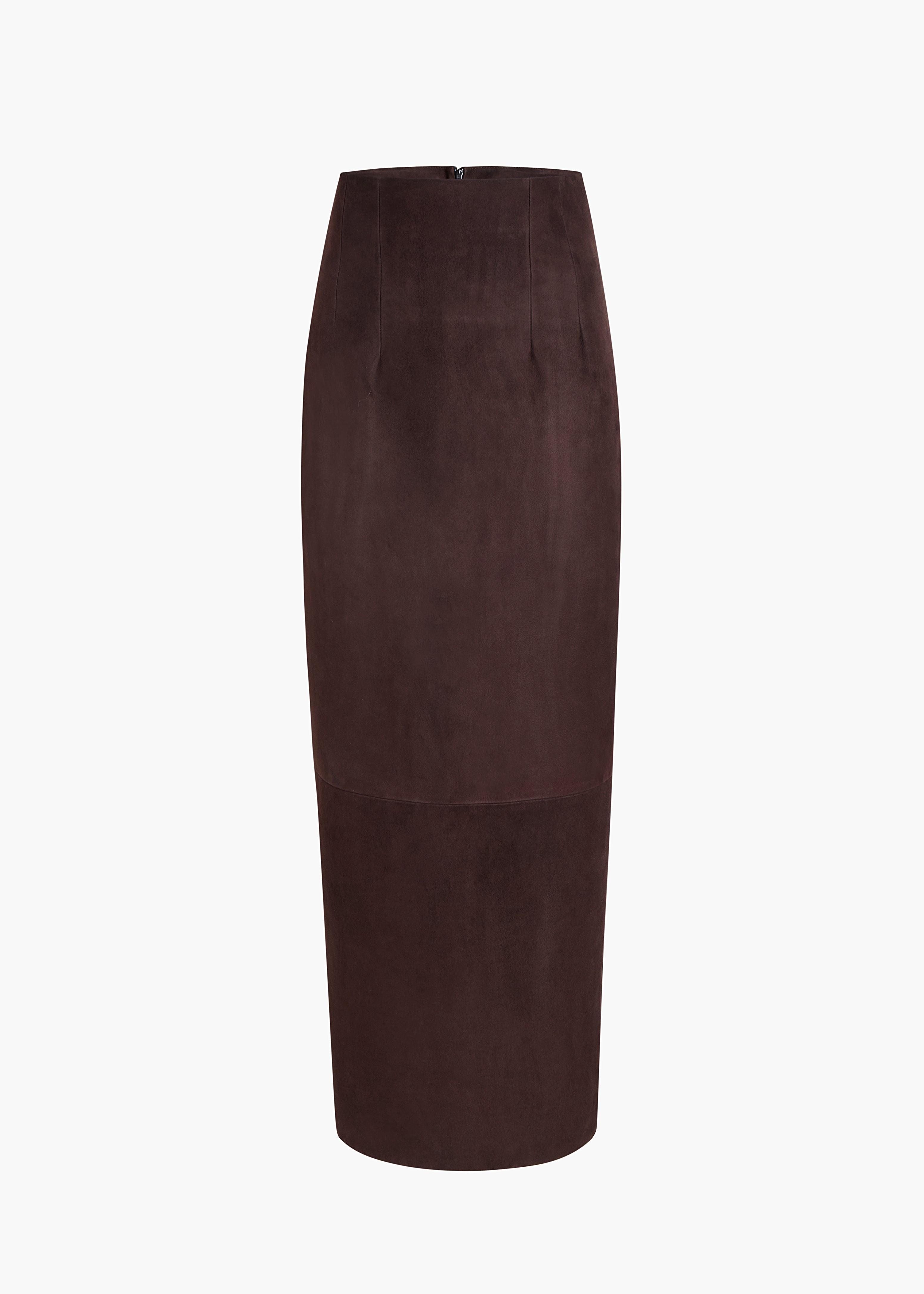 Loxley Skirt in Dark Brown Suede Product Image