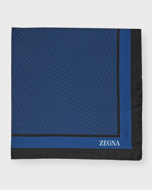 Men's Mulberry Silk Geometric-Print Pocket Square Product Image