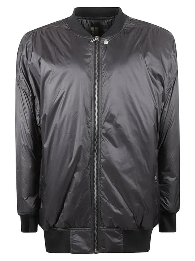 Long Zip Bomber In Black Product Image