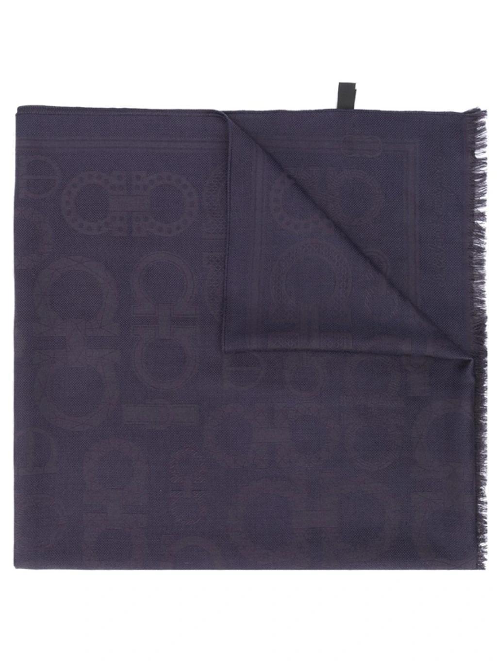 FERRAGAMO Gancini Jacquard Scarf In Blue Product Image