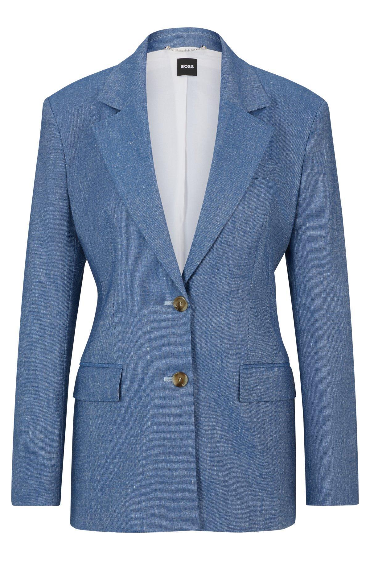 Single-breasted jacket in linen, cotton and stretch Product Image