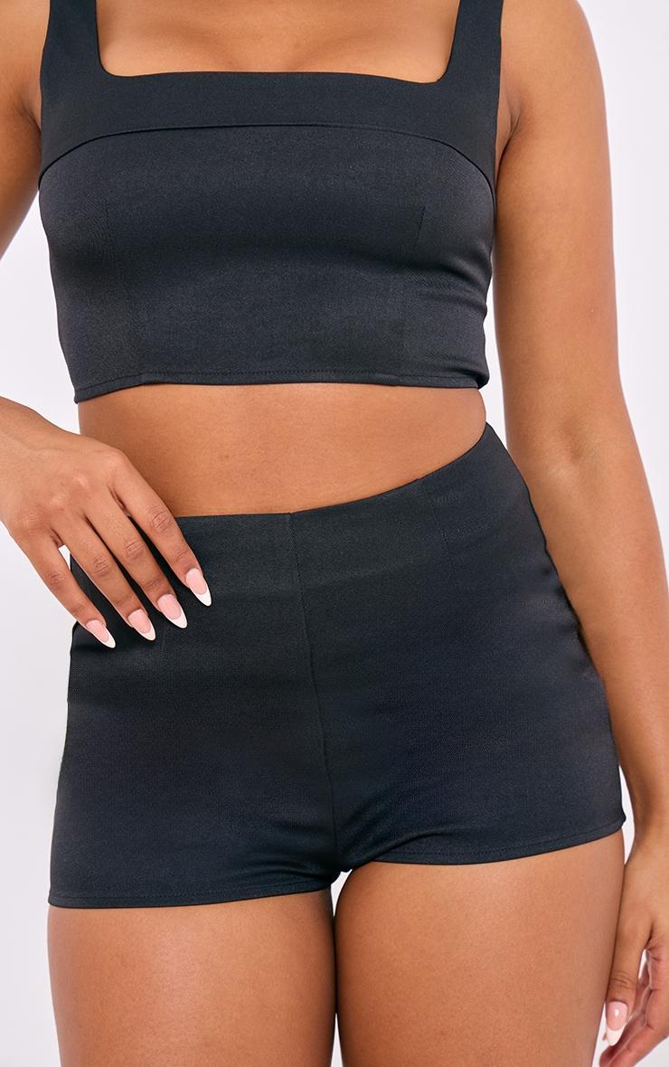 Black Tailored Woven High Waisted Shorts Product Image