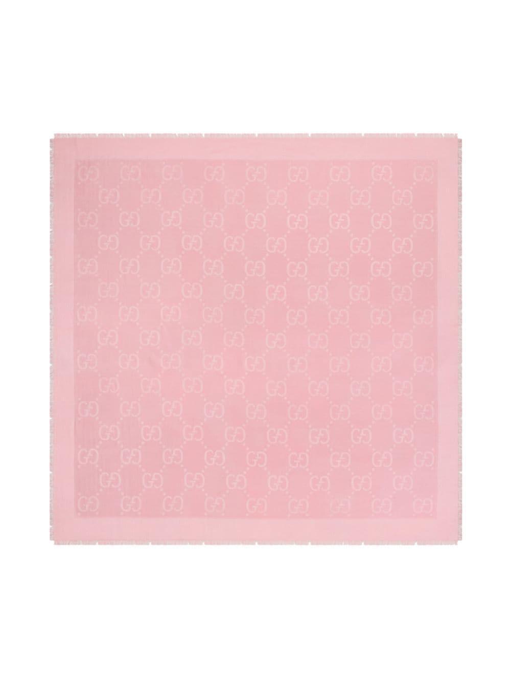 Gg Jacquard Silk & Wool Shawl In Pink Product Image