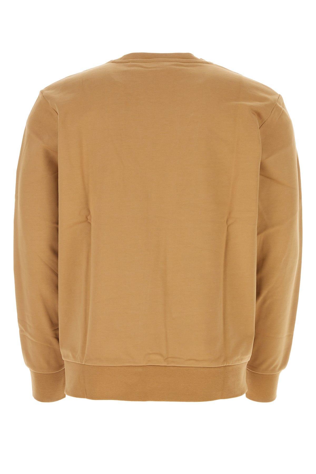 Ribbed Crew-neck Cotton Sweater In Brown Product Image