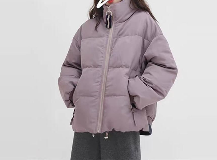 Stand Collar Plain Oversized Puffer Jacket Product Image