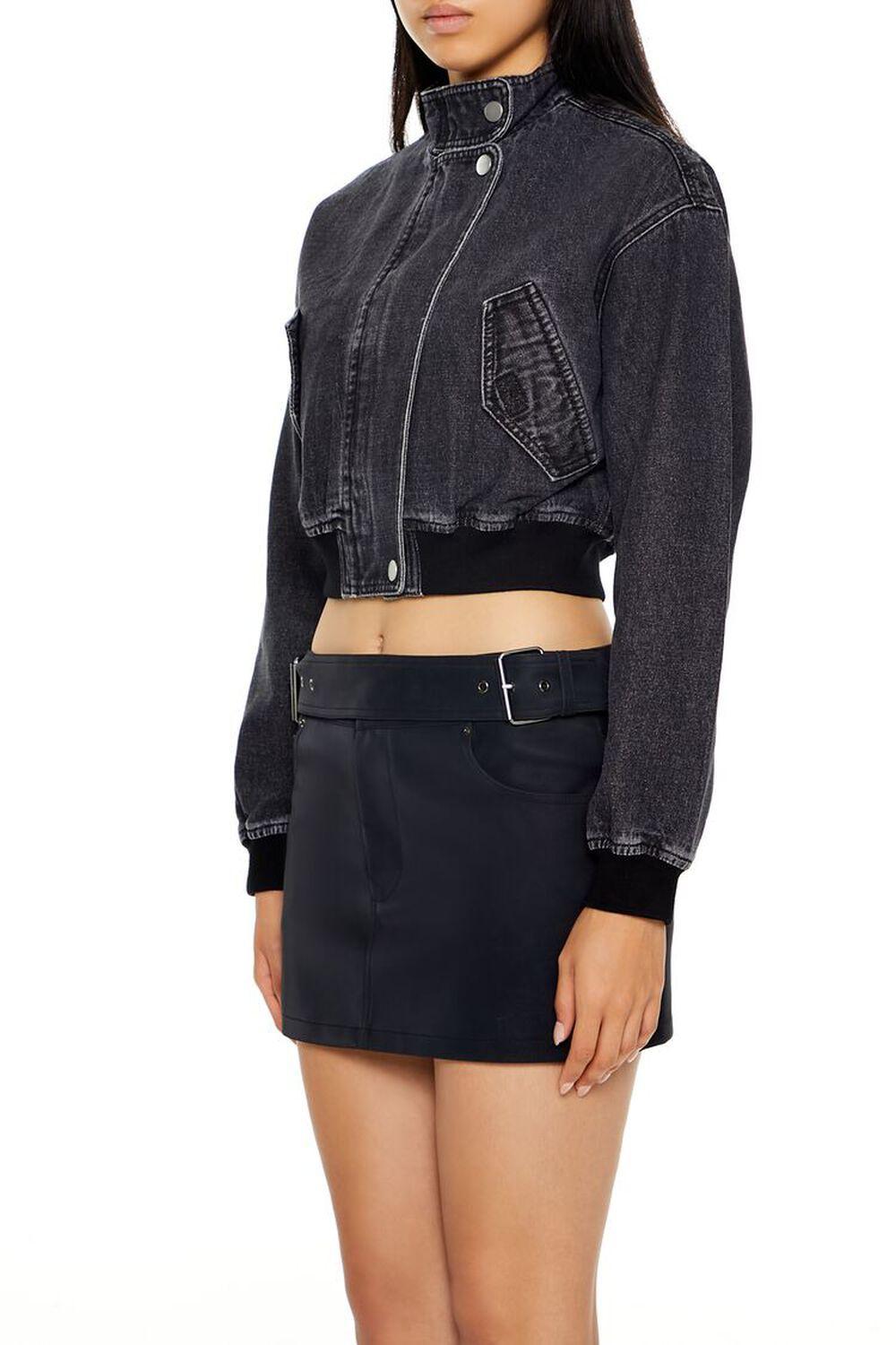 Cropped Denim Bomber Jacket | Forever 21 Product Image