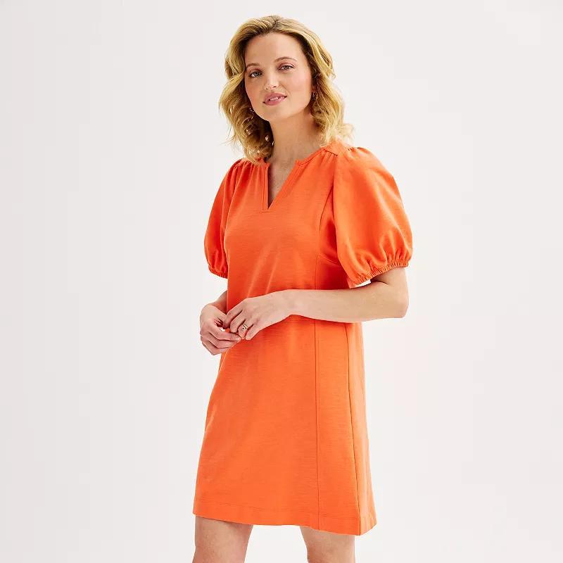 Womens Sonoma Goods For Life Splitneck Puff Sleeve Knit Midi Dress Product Image