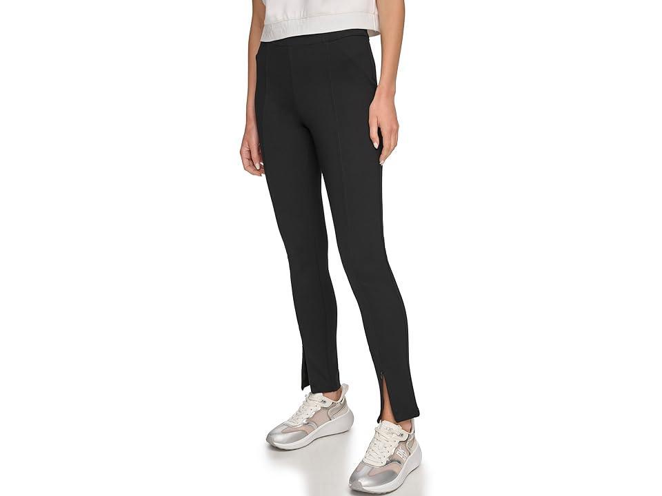 DKNY Pull-On Front Slit Ponte Pants Women's Clothing Product Image