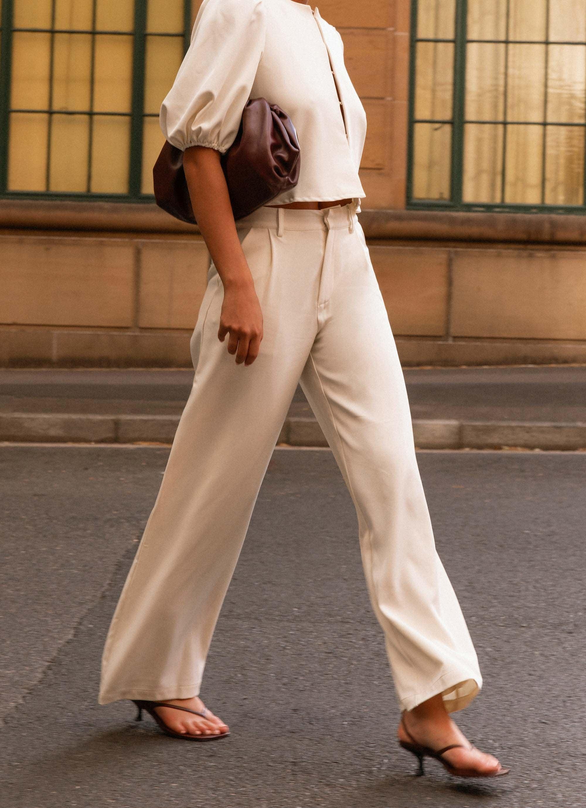 Leila Suiting Pants - Ivory Product Image