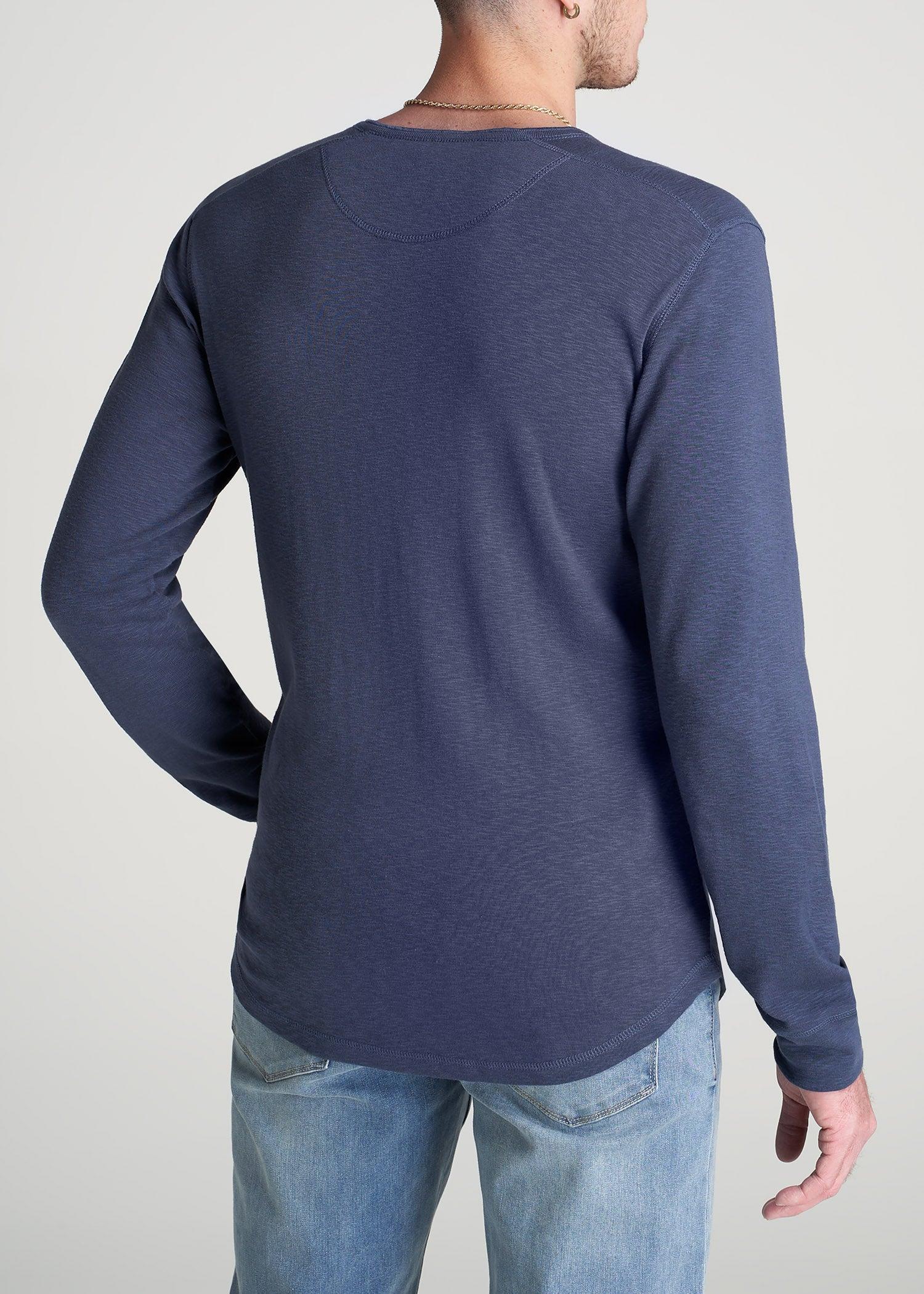 Heavy Slub Henley Shirt for Tall Men in Navy Male Product Image