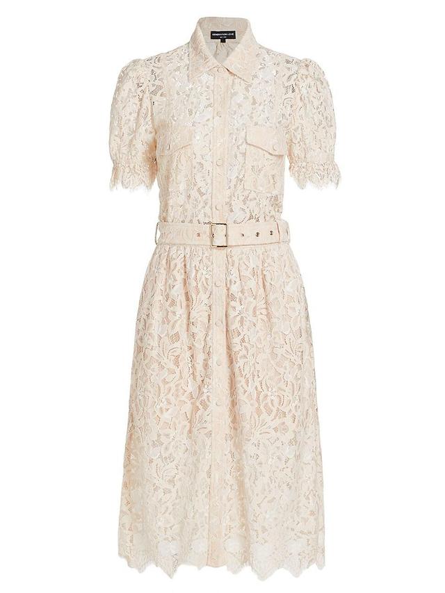 Womens Claudia Belted Lace Midi-Dress Product Image