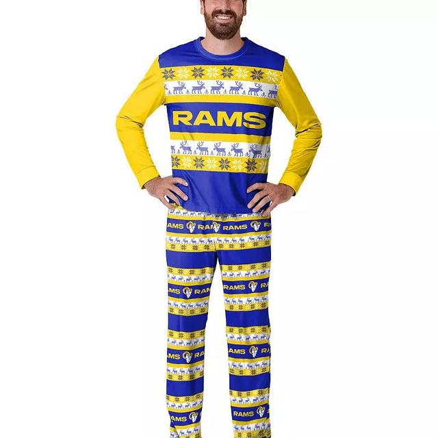 Mens FOCO Royal Los Angeles Rams Team Ugly Pajama Set Product Image