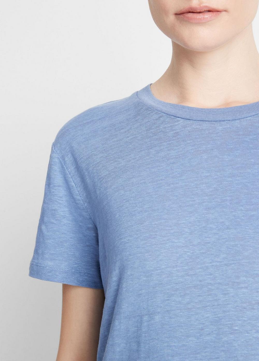 Linen Drop-Shoulder Crew Neck T-Shirt Product Image