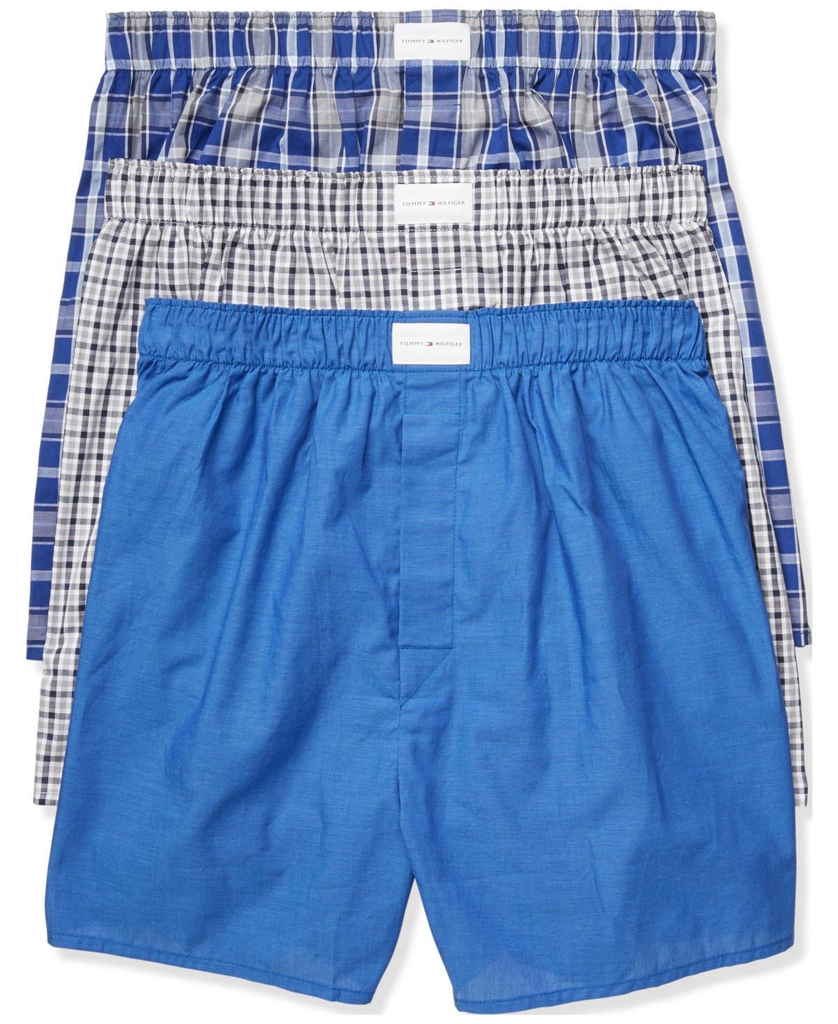 Tommy Hilfiger Cotton Classics Woven Boxer 3-Pack (Paris Blue) Men's Underwear Product Image