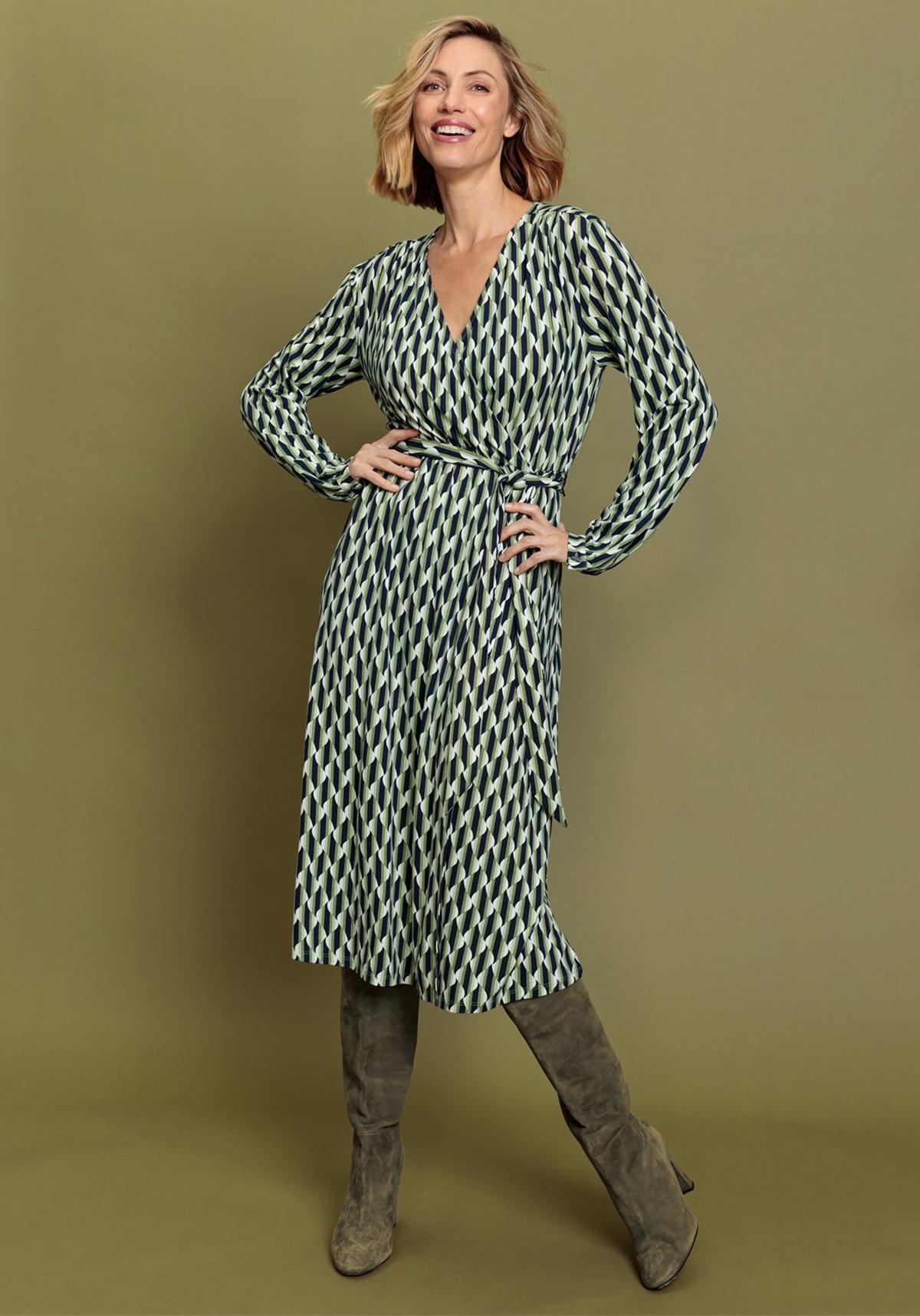 Olsen Womens Faux Wrap A-Line Retro Print Dress product image