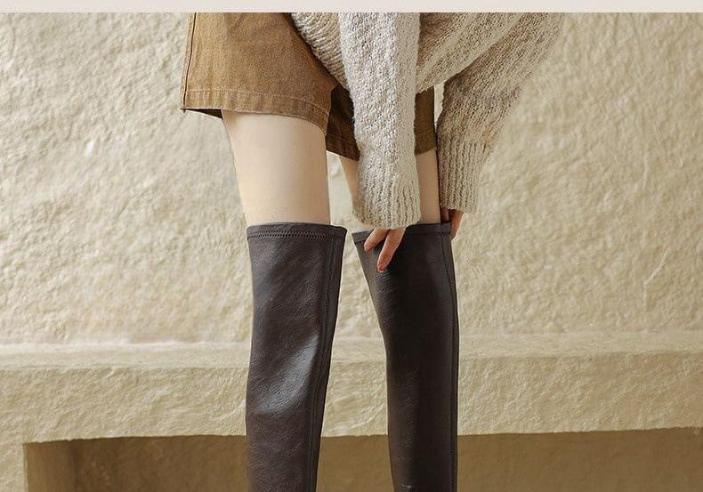 Faux Leather Platform Over-The-Knee Boots Product Image