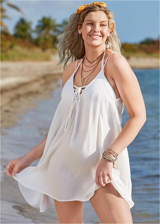 Lace Up Front Cover-Up Dress Product Image