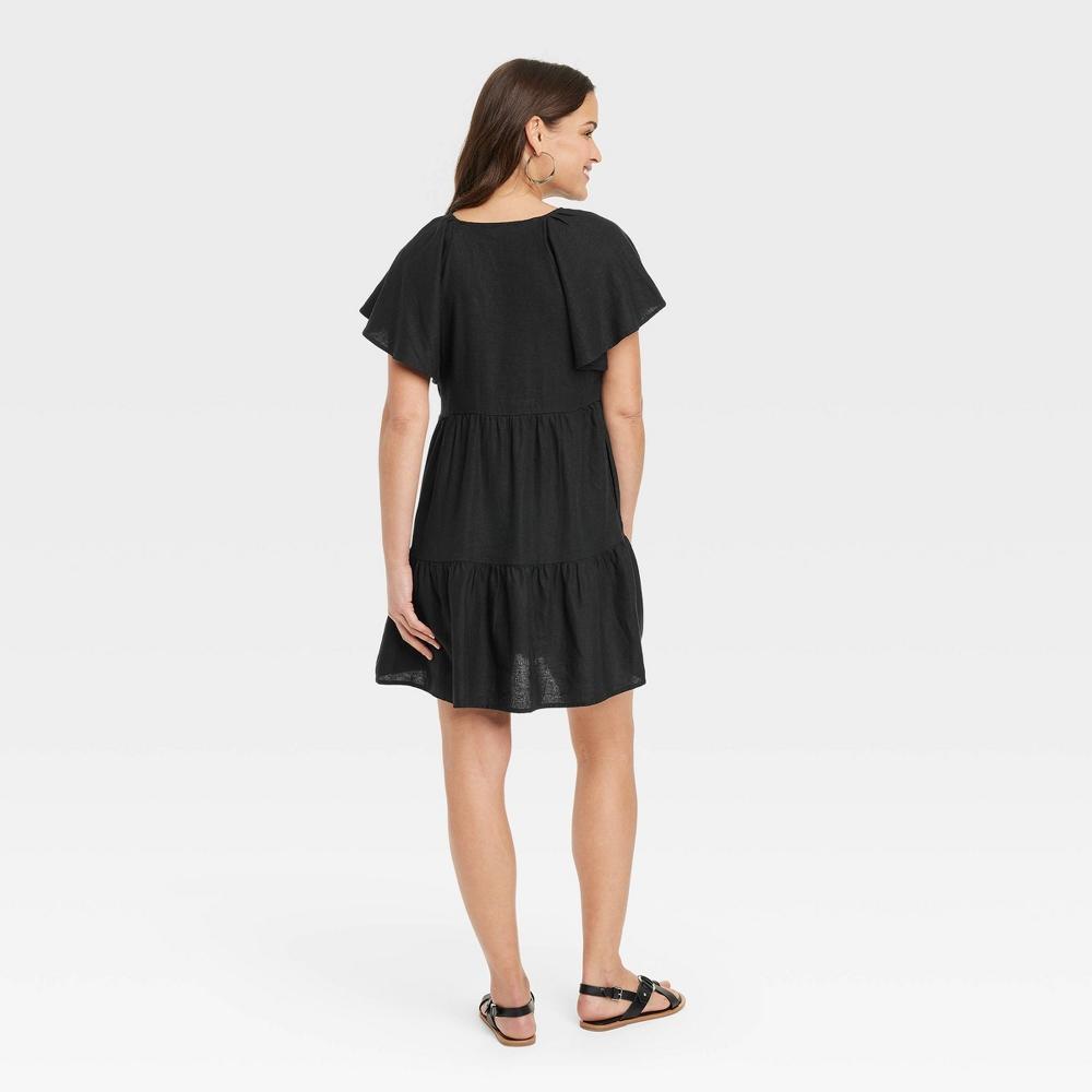 Womens Flutter Short Sleeve Mini Skater Dress - Universal Thread Black L Product Image