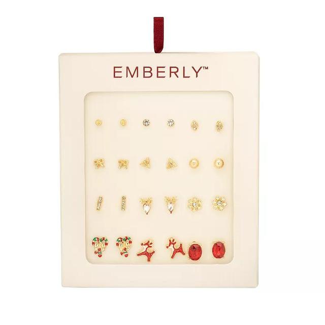 Emberly Gold Tone Holiday Whimsy Stud Earrings 12 Pack Set, Womens, Multi Product Image