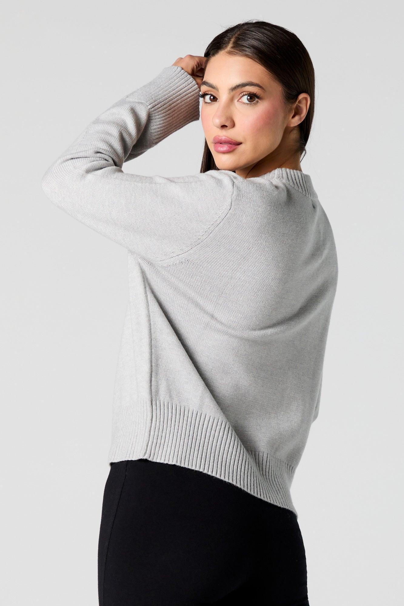 Ribbed Trim Crewneck Sweater Female Product Image