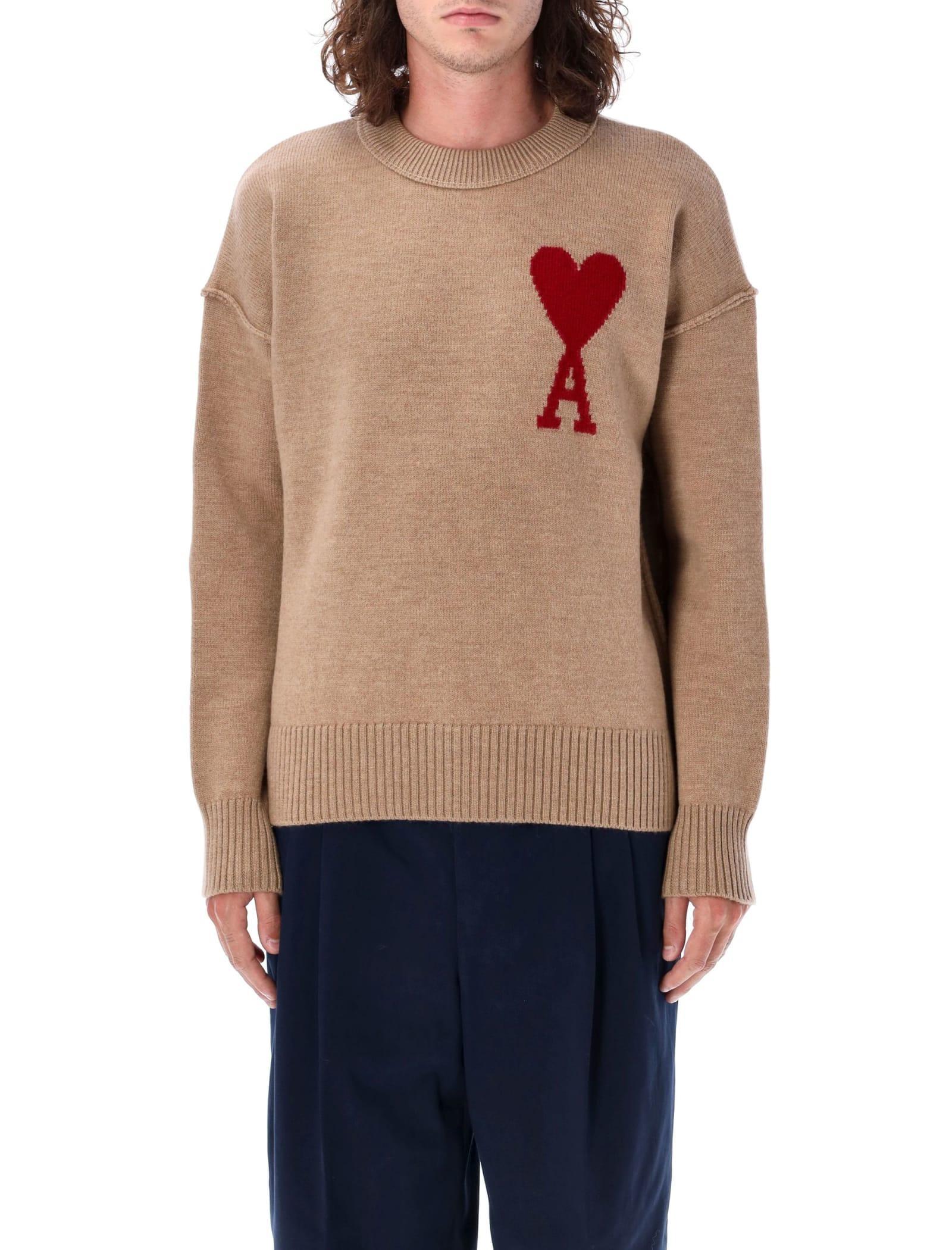 AMI ALEXANDRE MATTIUSSI Red Adc Sweater In Camel Red Product Image