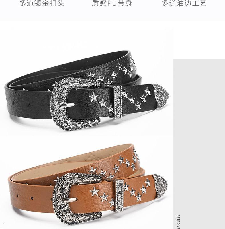 Star Studded Faux Leather Belt Product Image