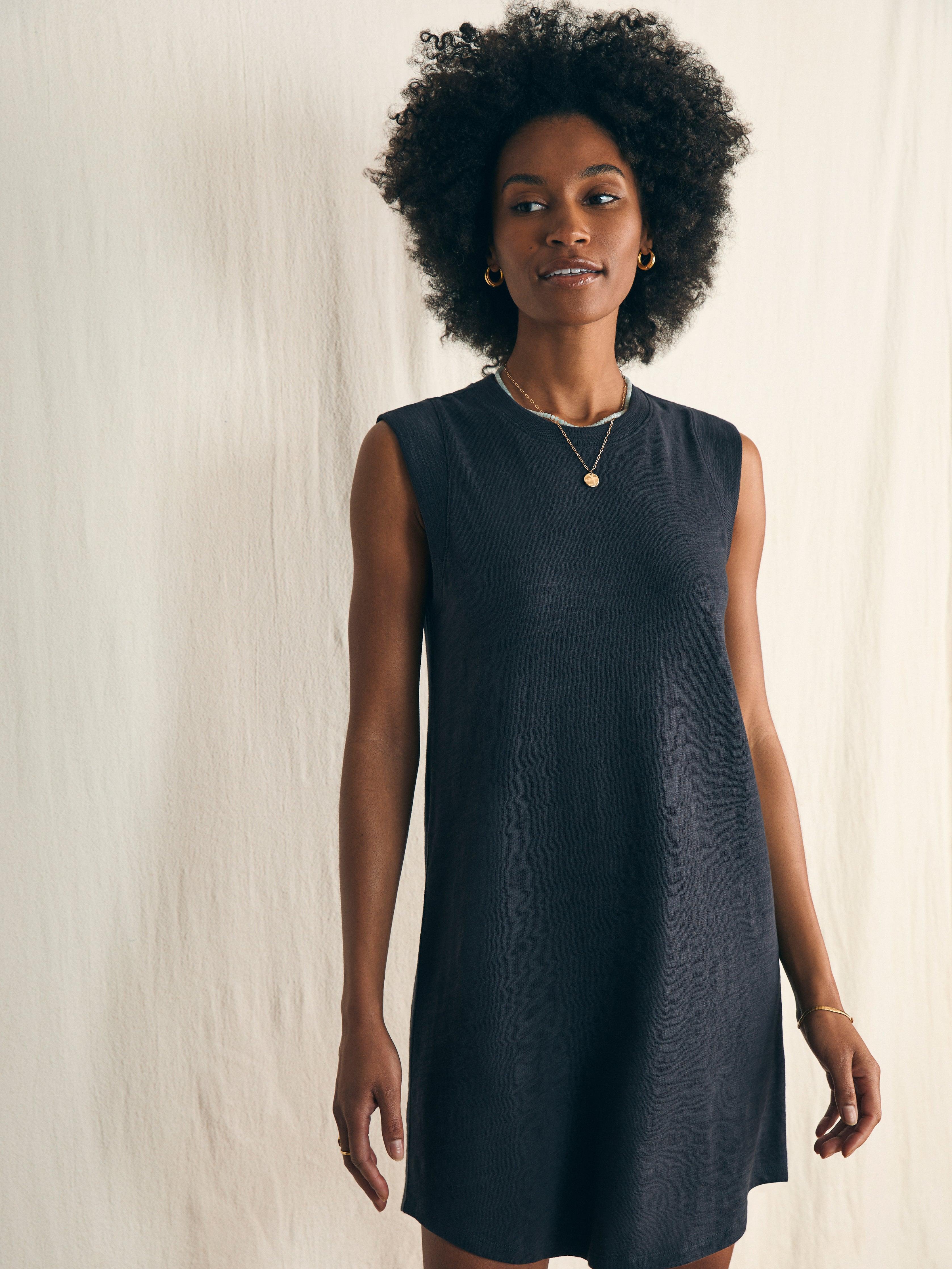 Sunwashed Slub Muscle Dress - Washed Black Female Product Image