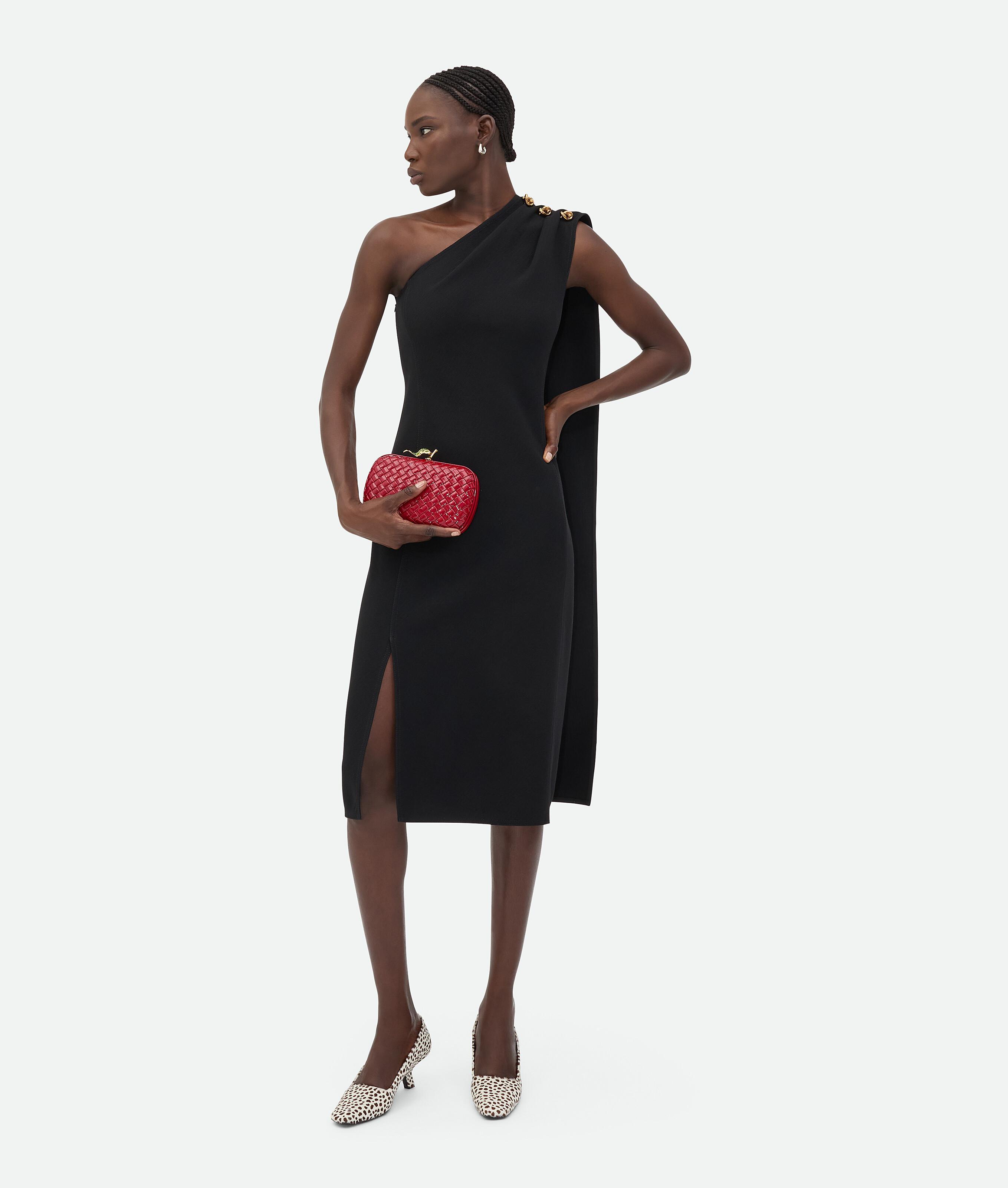 Women's Wool Viscose Crepe Dress  in Black Product Image